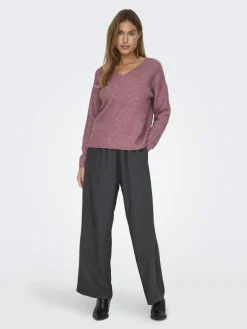 ONLCAMILLA V-NECK L/S PULLOVER KNT NOOS crushed berry
