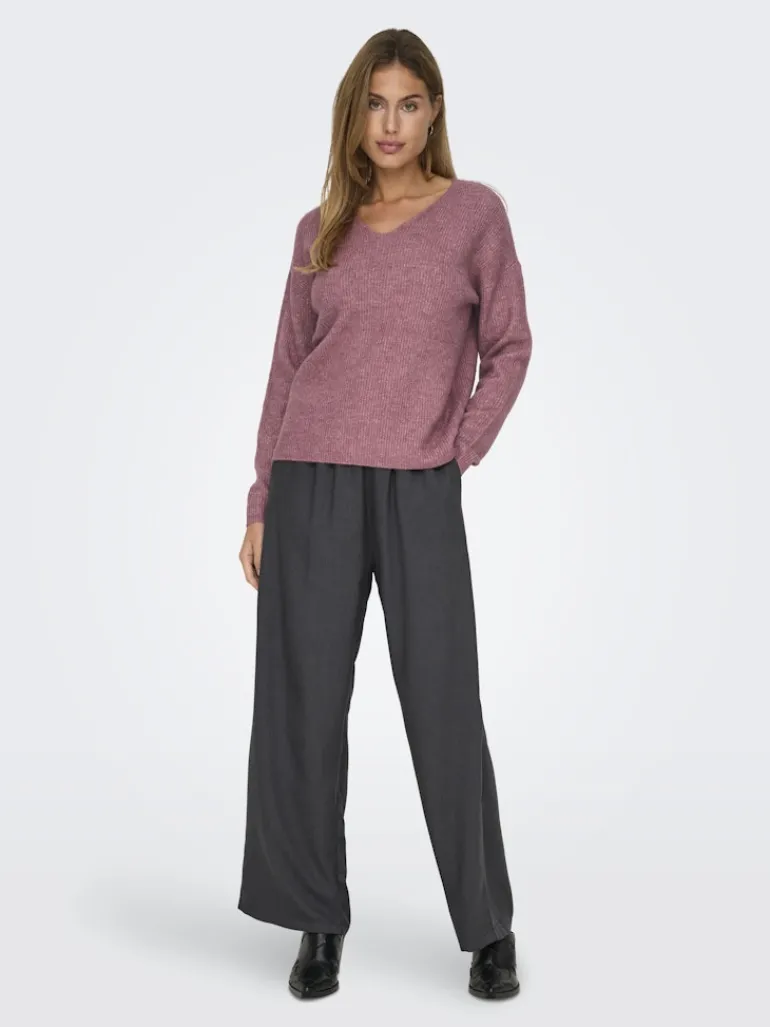 ONLCAMILLA V-NECK L/S PULLOVER KNT NOOS crushed berry
