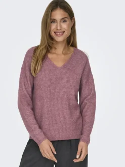 ONLCAMILLA V-NECK L/S PULLOVER KNT NOOS crushed berry
