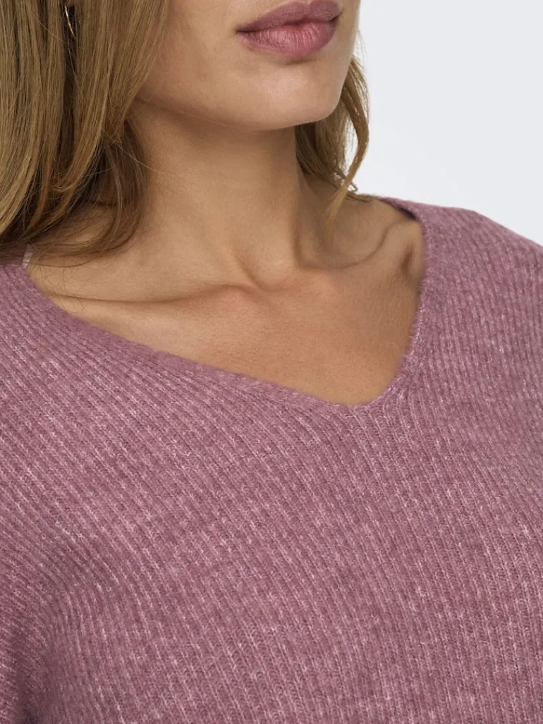 ONLCAMILLA V-NECK L/S PULLOVER KNT NOOS crushed berry