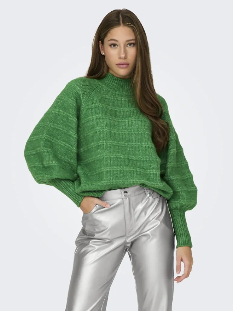ONLCELINA LS HIGH PULLOVER RP KNT island green