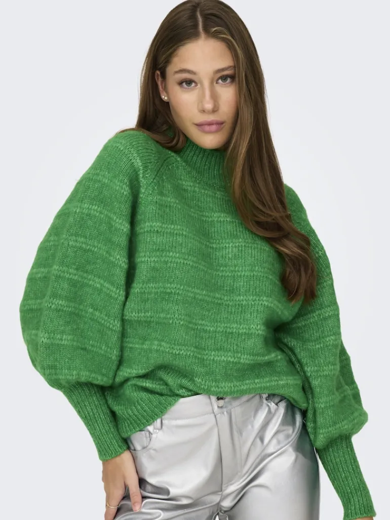 ONLCELINA LS HIGH PULLOVER RP KNT island green