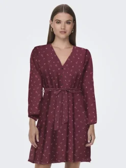 ONLCERA LIFE 3/4 SHORT DRESS WVN NOOS windsor wine