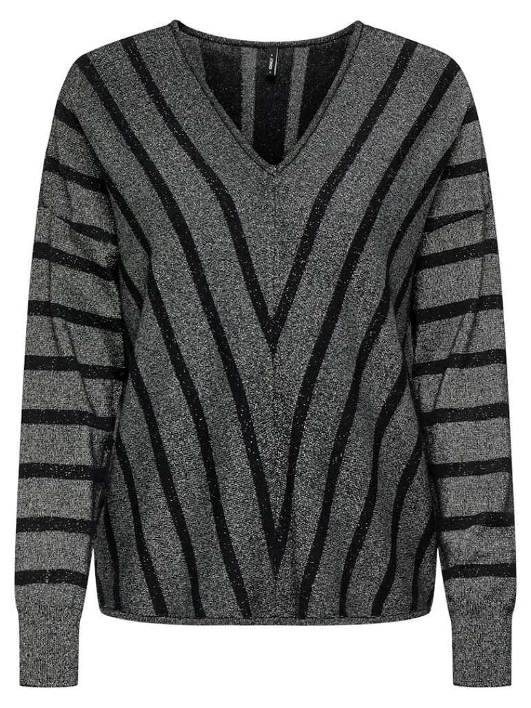 ONLDOMINIQUE LS GLITTER V-NECK CS KNT black
