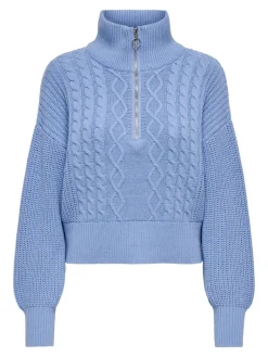 ONLDORITTA LS CABLE ZIP HIG NECK KNT grapemist