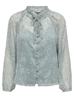 ONLELIZA LIFE LS V-NECK STRING TOP WVN fog green