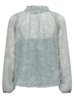 ONLELIZA LIFE LS V-NECK STRING TOP WVN fog green