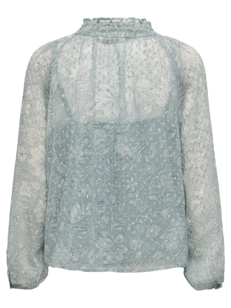ONLELIZA LIFE LS V-NECK STRING TOP WVN fog green