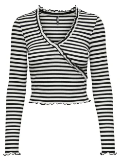 ONLELLA L/S WRAP FRILL TOP JRS black2
