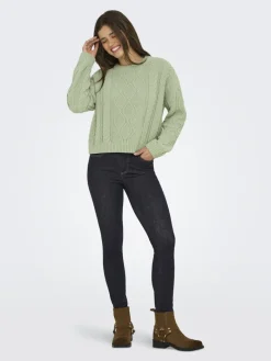 ONLELLY LIFE LS CABLE O-NECK CC KNT desert sage