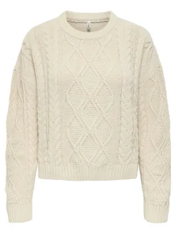 ONLELLY LIFE LS CABLE O-NECK CC KNT birch