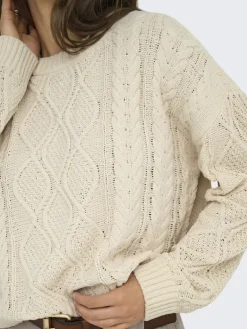 ONLELLY LIFE LS CABLE O-NECK CC KNT birch