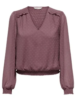ONLELMIRA LIFE NEW DOBBY L/S TOP NOOS rose brown