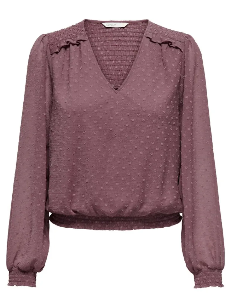 ONLELMIRA LIFE NEW DOBBY L/S TOP NOOS rose brown
