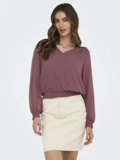 ONLELMIRA LIFE NEW DOBBY L/S TOP NOOS rose brown