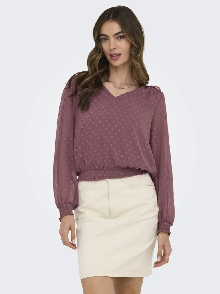 ONLELMIRA LIFE NEW DOBBY L/S TOP NOOS rose brown