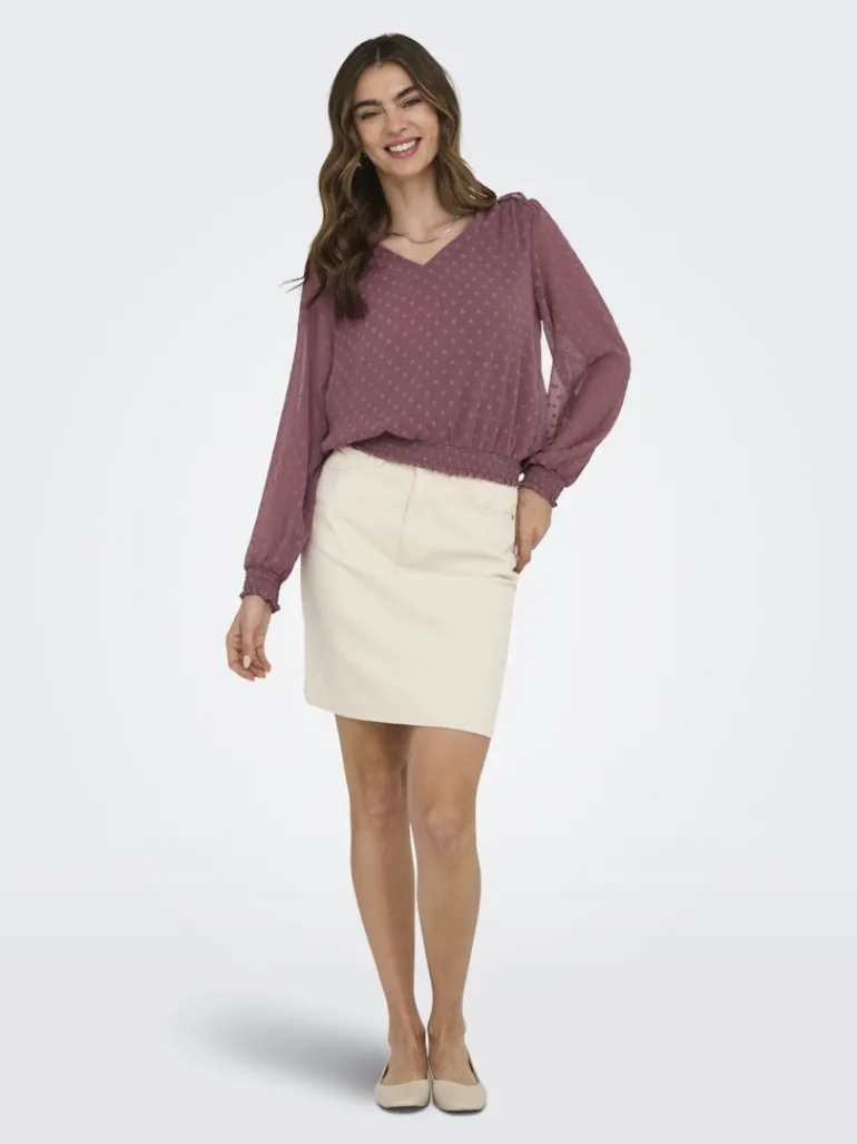 ONLELMIRA LIFE NEW DOBBY L/S TOP NOOS rose brown
