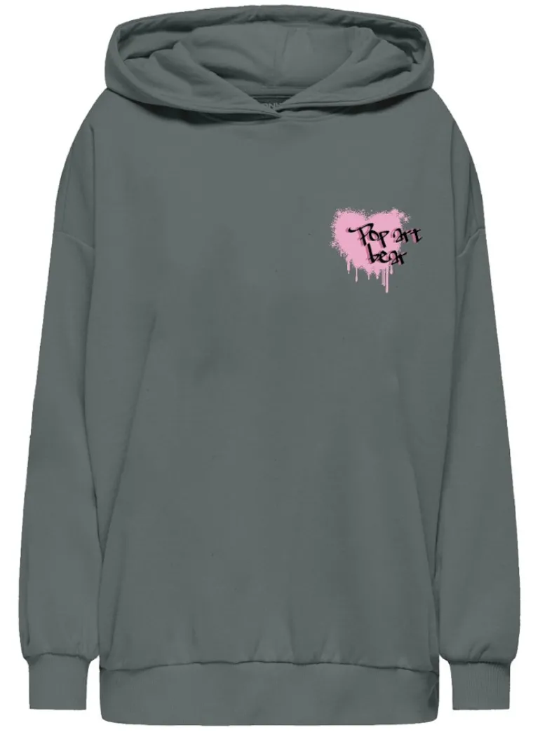 ONLELODIE L/S GRAFITTI HOOD BOX SWT balsam green