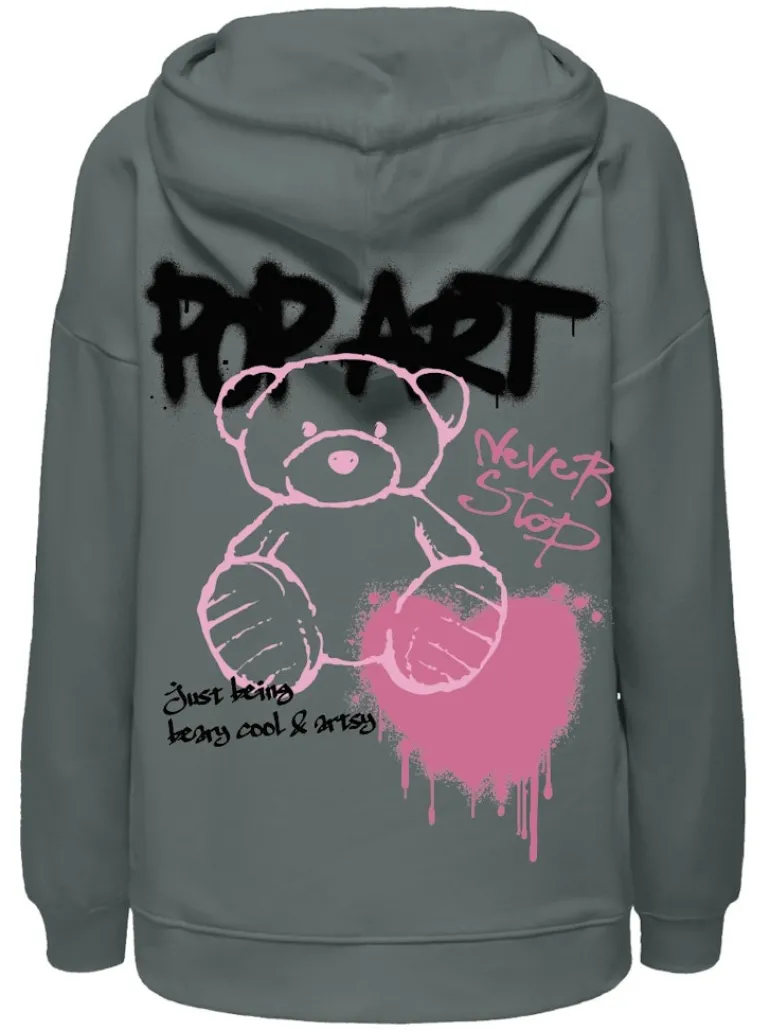 ONLELODIE L/S GRAFITTI HOOD BOX SWT balsam green
