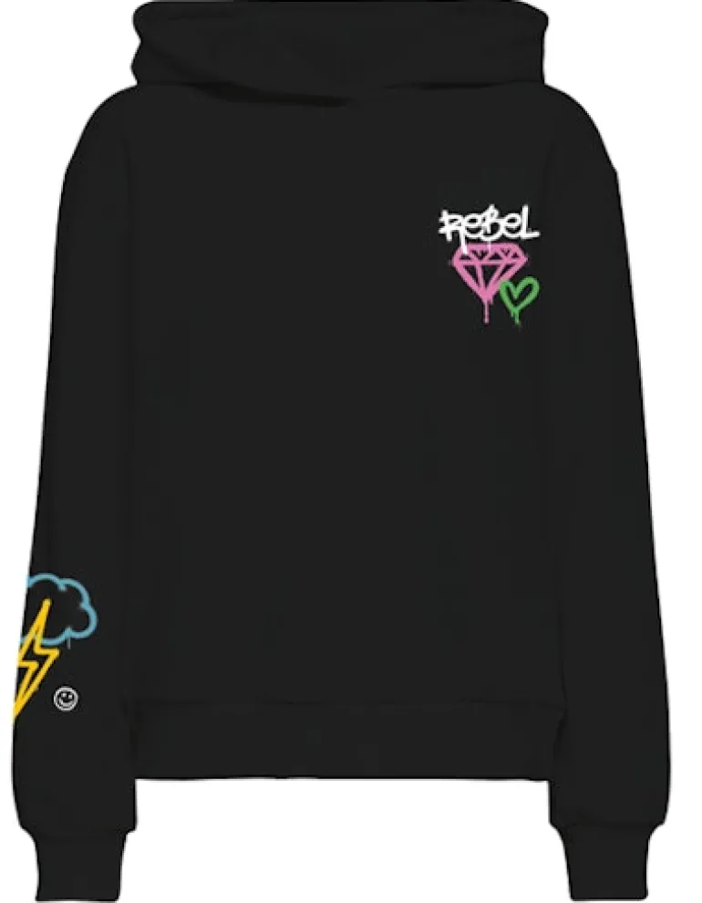 ONLELODIE L/S GRAFITTI HOOD BOX SWT black3