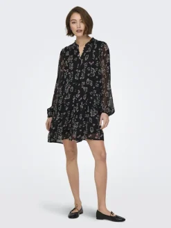 ONLEMILIE LIFE L/S SHORT DRESS WVN black