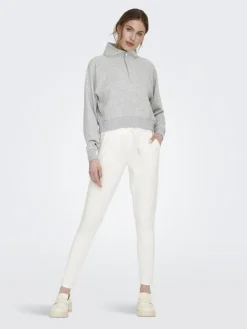 ONLEVERY UNBRUSHED HALF ZIP SWEAT PNT light grey melange