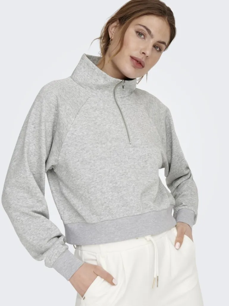 ONLEVERY UNBRUSHED HALF ZIP SWEAT PNT light grey melange
