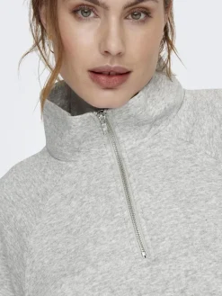 ONLEVERY UNBRUSHED HALF ZIP SWEAT PNT light grey melange