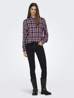 ONLEVIA CHECK L/S LOOSE SHIRT WVN tawny port