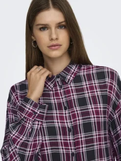 ONLEVIA CHECK L/S LOOSE SHIRT WVN tawny port