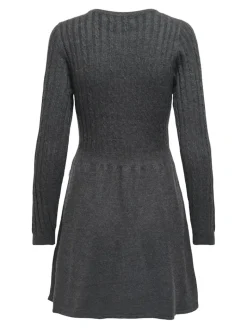 ONLFIA LS CABLE DRESS CS KNT dark grey melange