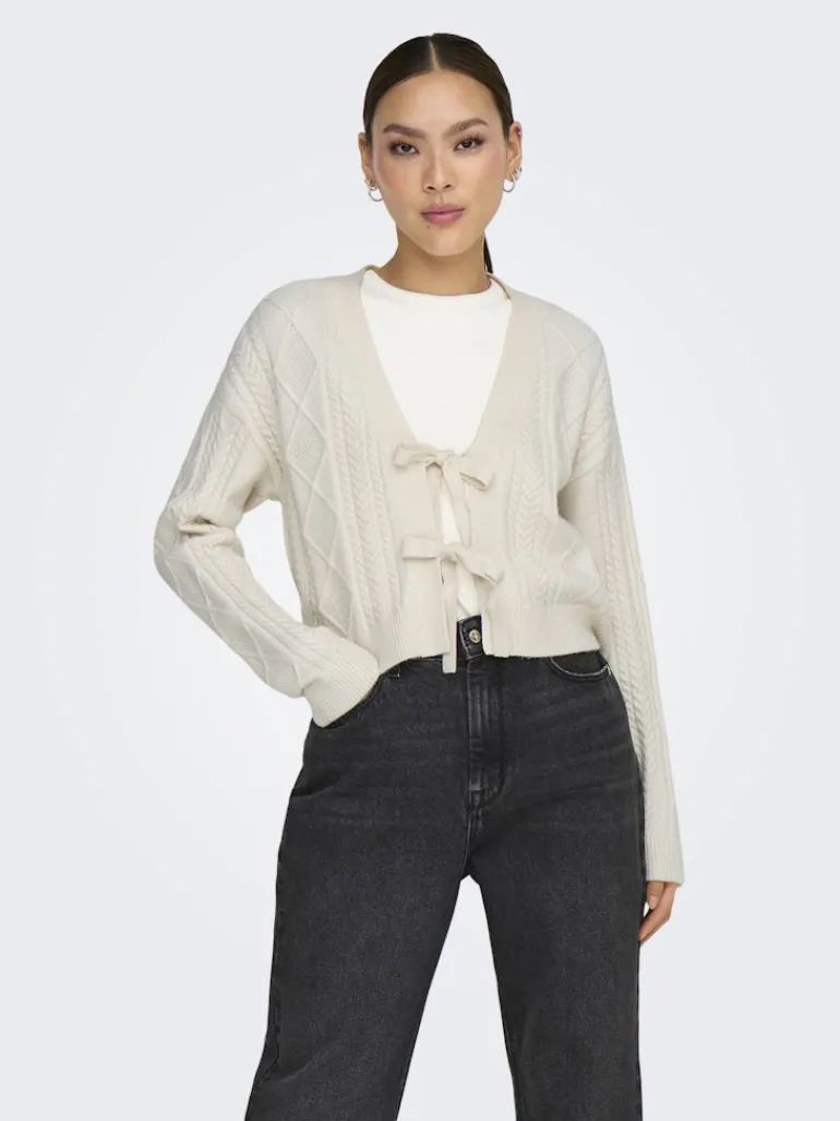 ONLFIA LS STRING CARDIGAN KNT NOOS whitecap gray
