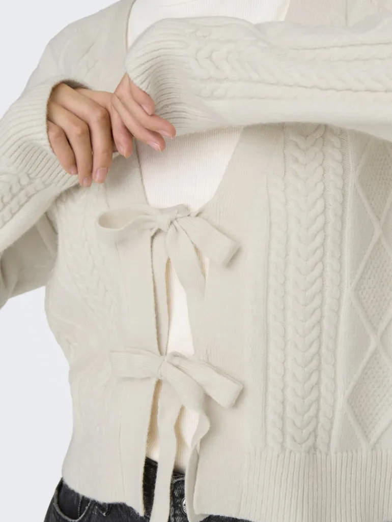 ONLFIA LS STRING CARDIGAN KNT NOOS whitecap gray