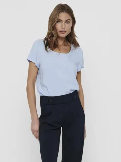 ONLFIRST ONE LIFE SS SOLID TOP WVN cashmere blue