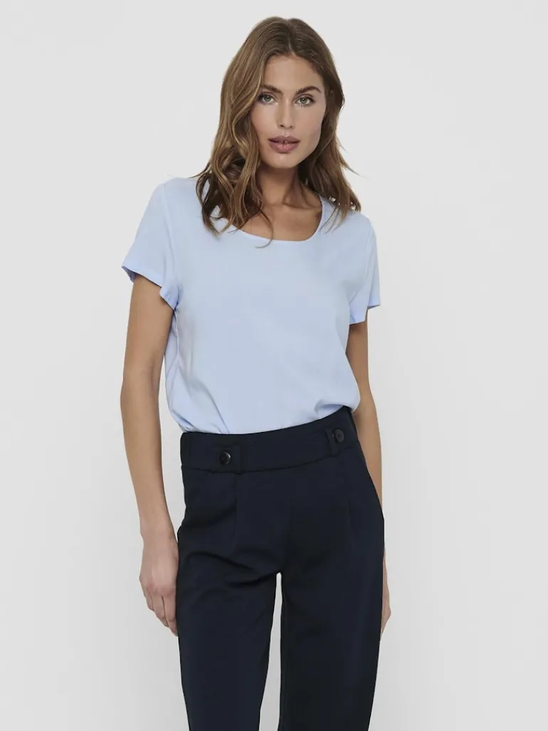 ONLFIRST ONE LIFE SS SOLID TOP WVN cashmere blue