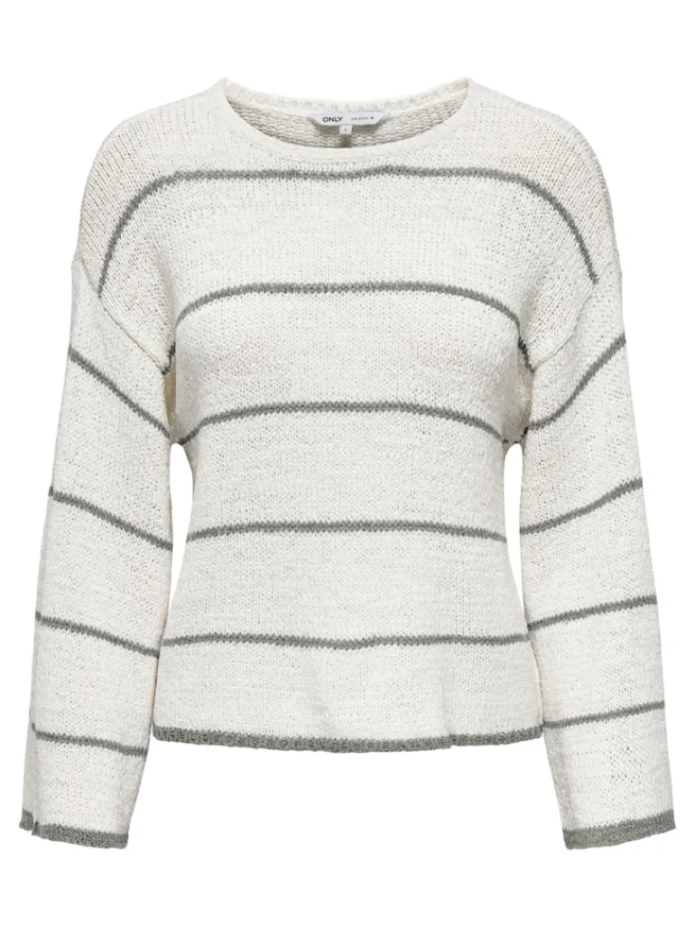 ONLGEENA 7/8 STRIPE O-NECK KNT NOOS cloud dancer1