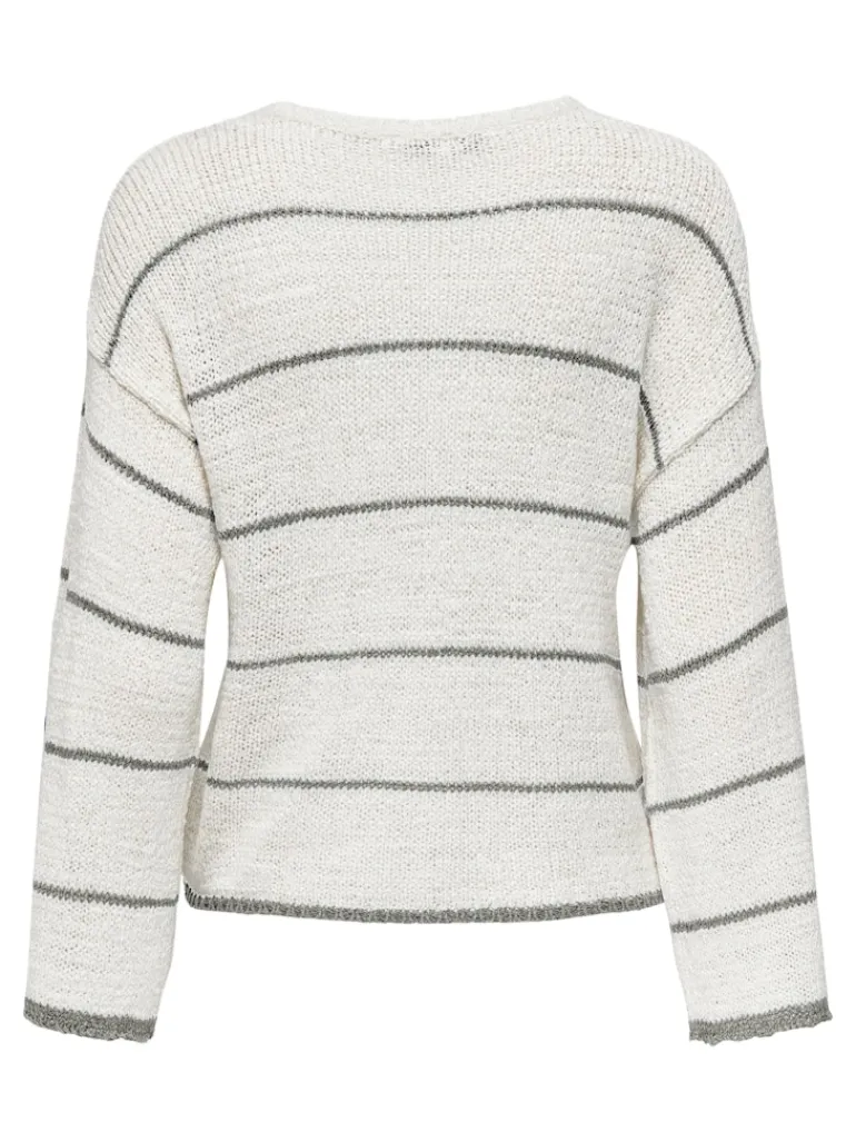 ONLGEENA 7/8 STRIPE O-NECK KNT NOOS cloud dancer1