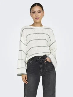 ONLGEENA 7/8 STRIPE O-NECK KNT NOOS cloud dancer1