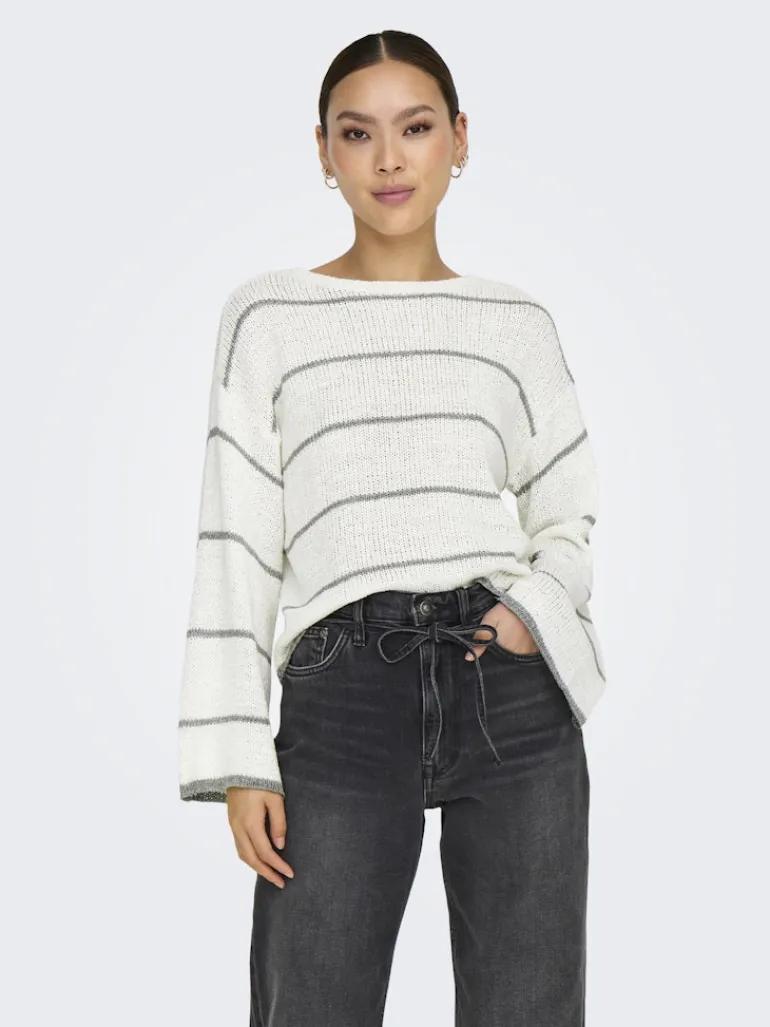 ONLGEENA 7/8 STRIPE O-NECK KNT NOOS cloud dancer1