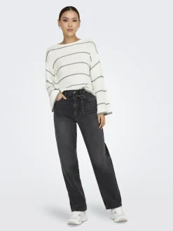ONLGEENA 7/8 STRIPE O-NECK KNT NOOS cloud dancer1