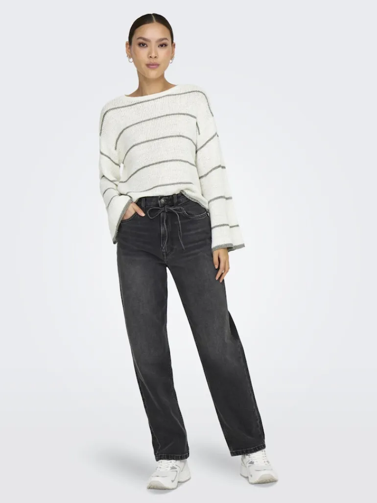 ONLGEENA 7/8 STRIPE O-NECK KNT NOOS cloud dancer1