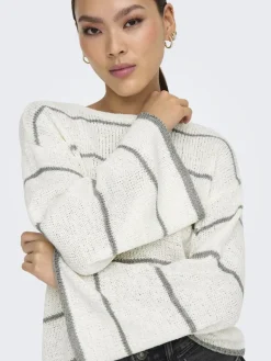 ONLGEENA 7/8 STRIPE O-NECK KNT NOOS cloud dancer1
