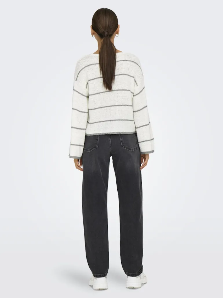 ONLGEENA 7/8 STRIPE O-NECK KNT NOOS cloud dancer1