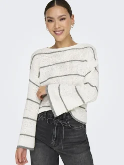ONLGEENA 7/8 STRIPE O-NECK KNT NOOS cloud dancer1