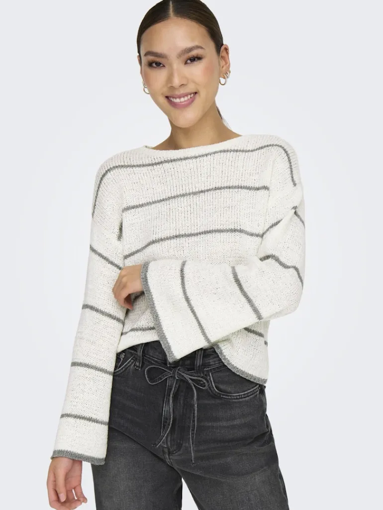 ONLGEENA 7/8 STRIPE O-NECK KNT NOOS cloud dancer1