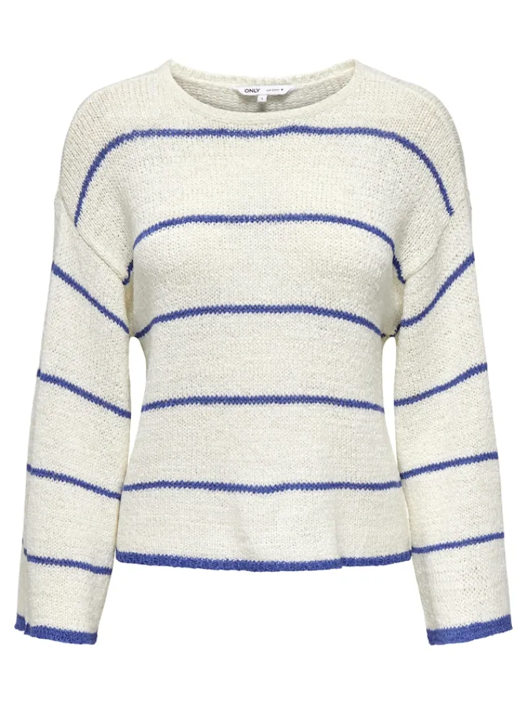 ONLGEENA 7/8 STRIPE O-NECK KNT NOOS cloud dancer2