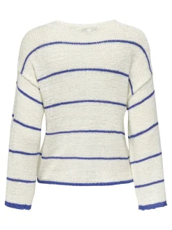 ONLGEENA 7/8 STRIPE O-NECK KNT NOOS cloud dancer2