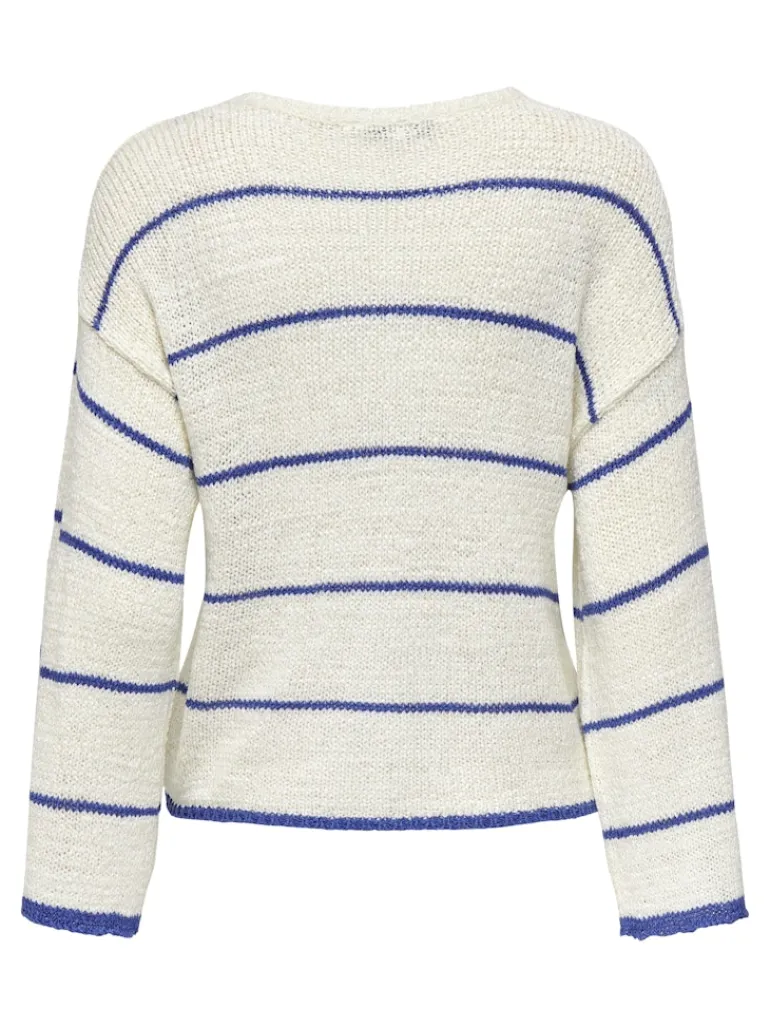 ONLGEENA 7/8 STRIPE O-NECK KNT NOOS cloud dancer2