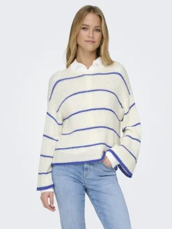 ONLGEENA 7/8 STRIPE O-NECK KNT NOOS cloud dancer2