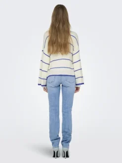 ONLGEENA 7/8 STRIPE O-NECK KNT NOOS cloud dancer2